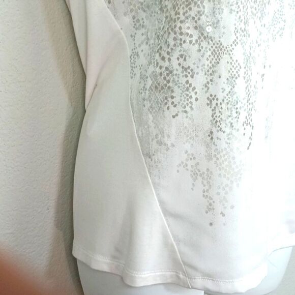 Calvin Klein White and Silver Sequin Top sz L Y2K - Picture 5 of 10